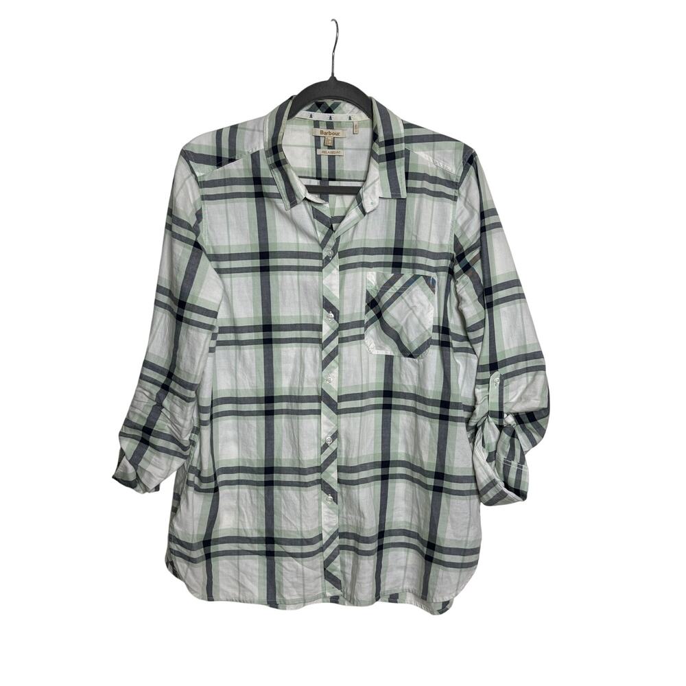 Barbour Shoreside Side Shirt Women's USA Size 10 Plaid Button Down Relaxed - Picture 5 of 5